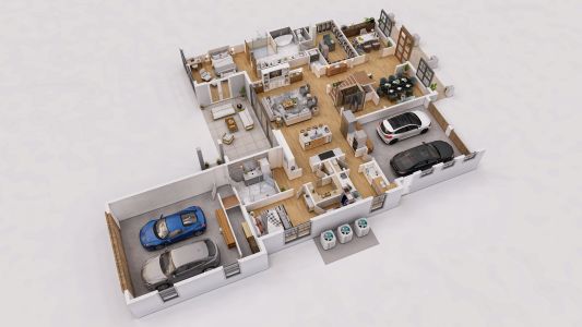 Spacious and elegant kitchen featuring white cabinetry, island, and stainless steel appliances.